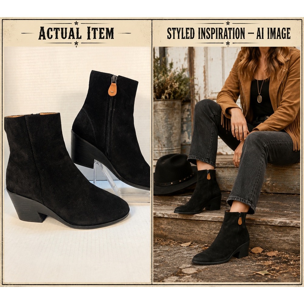 Gentle Souls Blaise Wedge Bootie Womens Suede Ankle Boots Black 7.5 NWOT Classic